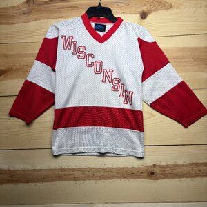 Vintage Wisconsin Badgers Jersey Boys Small Hockey Alpha 80s*